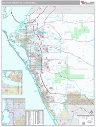 Sarasota-Bradenton Metro Area Wall Map Premium Style 2024